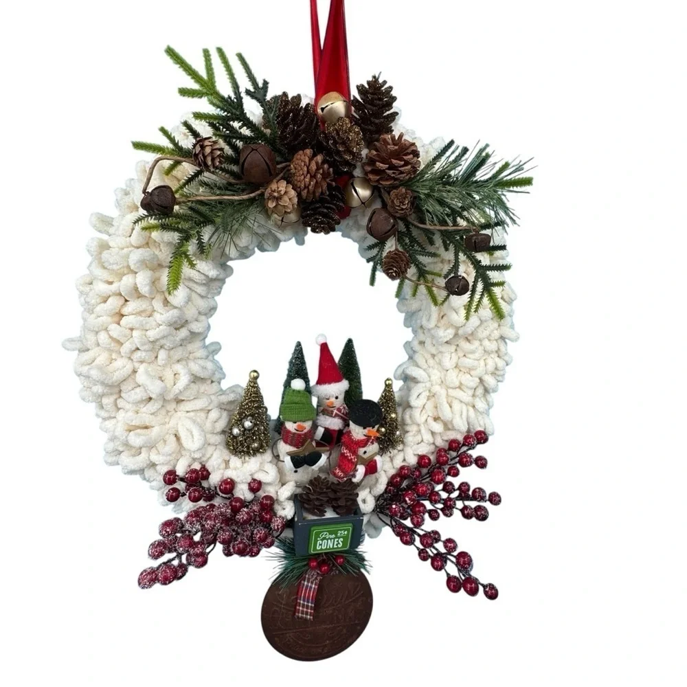 Charming Holiday Wreath with White and Red Accents